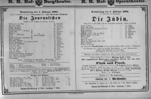 Theaterzettel (Oper und Burgtheater in Wien) 18830201 Seite: 1