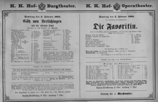 Theaterzettel (Oper und Burgtheater in Wien) 18830203 Seite: 1