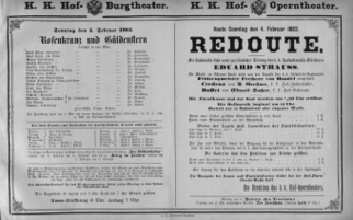 Theaterzettel (Oper und Burgtheater in Wien) 18830204 Seite: 1