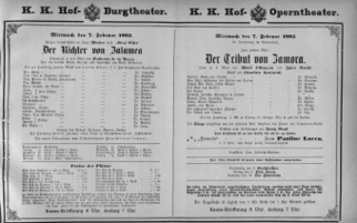 Theaterzettel (Oper und Burgtheater in Wien) 18830207 Seite: 1