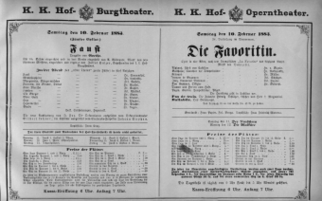Theaterzettel (Oper und Burgtheater in Wien) 18830210 Seite: 1