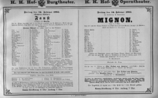 Theaterzettel (Oper und Burgtheater in Wien) 18830216 Seite: 1