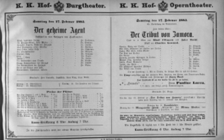 Theaterzettel (Oper und Burgtheater in Wien) 18830217 Seite: 1
