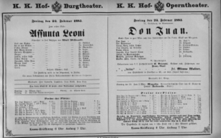 Theaterzettel (Oper und Burgtheater in Wien) 18830223 Seite: 1