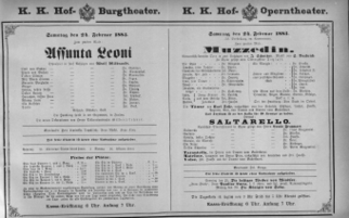 Theaterzettel (Oper und Burgtheater in Wien) 18830224 Seite: 1