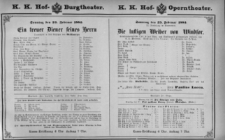 Theaterzettel (Oper und Burgtheater in Wien) 18830225 Seite: 1