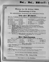 Theaterzettel (Oper und Burgtheater in Wien) 18830226 Seite: 1