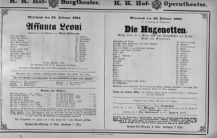 Theaterzettel (Oper und Burgtheater in Wien) 18830228 Seite: 1