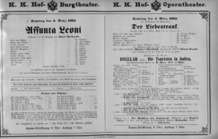 Theaterzettel (Oper und Burgtheater in Wien) 18830303 Seite: 1