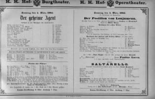 Theaterzettel (Oper und Burgtheater in Wien) 18830304 Seite: 1