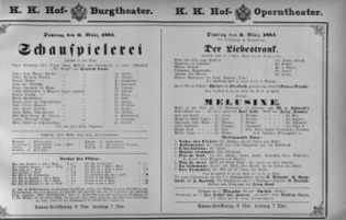 Theaterzettel (Oper und Burgtheater in Wien) 18830306 Seite: 1