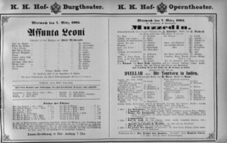 Theaterzettel (Oper und Burgtheater in Wien) 18830307 Seite: 1