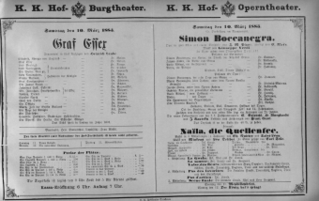 Theaterzettel (Oper und Burgtheater in Wien) 18830310 Seite: 1