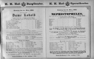 Theaterzettel (Oper und Burgtheater in Wien) 18830311 Seite: 1
