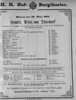 Theaterzettel (Oper und Burgtheater in Wien) 18830326 Seite: 1