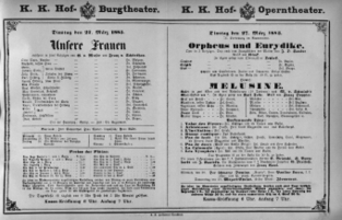 Theaterzettel (Oper und Burgtheater in Wien) 18830327 Seite: 1