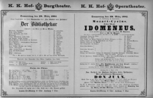 Theaterzettel (Oper und Burgtheater in Wien) 18830329 Seite: 1