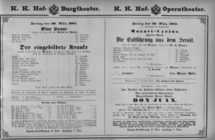 Theaterzettel (Oper und Burgtheater in Wien) 18830330 Seite: 1