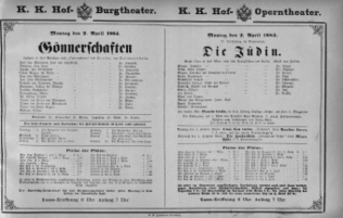 Theaterzettel (Oper und Burgtheater in Wien) 18830402 Seite: 1