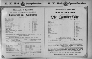 Theaterzettel (Oper und Burgtheater in Wien) 18830404 Seite: 1
