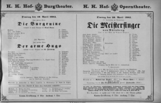 Theaterzettel (Oper und Burgtheater in Wien) 18830410 Seite: 1