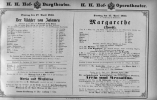 Theaterzettel (Oper und Burgtheater in Wien) 18830417 Seite: 1