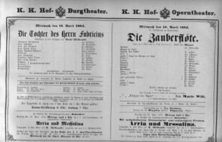 Theaterzettel (Oper und Burgtheater in Wien) 18830418 Seite: 1