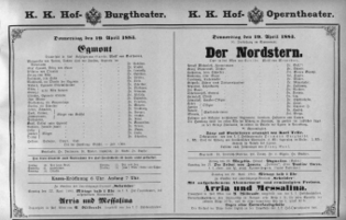 Theaterzettel (Oper und Burgtheater in Wien) 18830419 Seite: 1