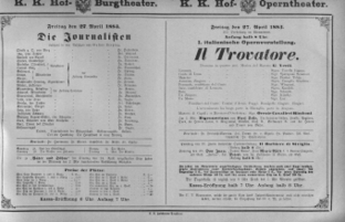 Theaterzettel (Oper und Burgtheater in Wien) 18830427 Seite: 1