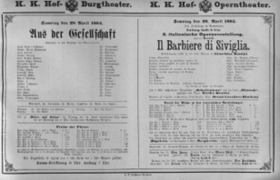 Theaterzettel (Oper und Burgtheater in Wien) 18830428 Seite: 1
