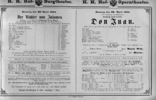 Theaterzettel (Oper und Burgtheater in Wien) 18830429 Seite: 1