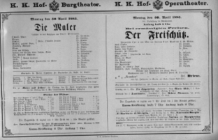 Theaterzettel (Oper und Burgtheater in Wien) 18830430 Seite: 1