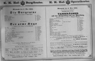 Theaterzettel (Oper und Burgtheater in Wien) 18830502 Seite: 1