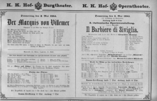 Theaterzettel (Oper und Burgtheater in Wien) 18830503 Seite: 1