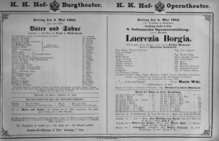 Theaterzettel (Oper und Burgtheater in Wien) 18830504 Seite: 1