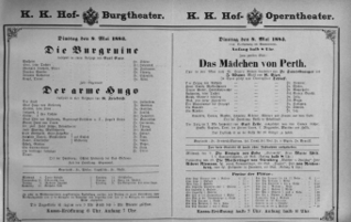 Theaterzettel (Oper und Burgtheater in Wien) 18830508 Seite: 1