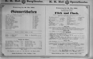 Theaterzettel (Oper und Burgtheater in Wien) 18830510 Seite: 1