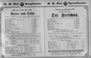 Theaterzettel (Oper und Burgtheater in Wien) 18830520 Seite: 1