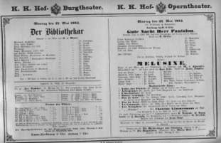 Theaterzettel (Oper und Burgtheater in Wien) 18830521 Seite: 1