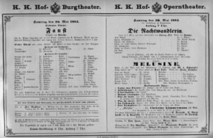 Theaterzettel (Oper und Burgtheater in Wien) 18830526 Seite: 1