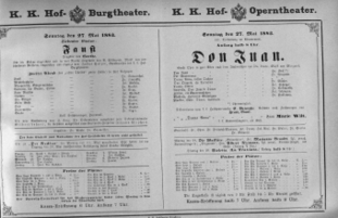 Theaterzettel (Oper und Burgtheater in Wien) 18830527 Seite: 1