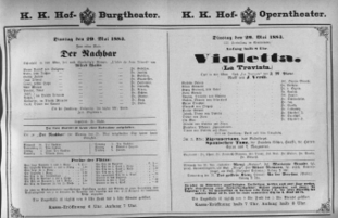 Theaterzettel (Oper und Burgtheater in Wien) 18830529 Seite: 1