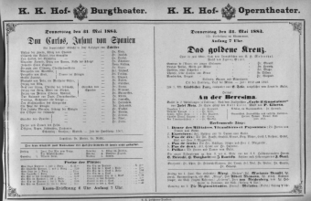 Theaterzettel (Oper und Burgtheater in Wien) 18830531 Seite: 1
