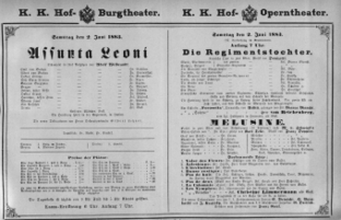 Theaterzettel (Oper und Burgtheater in Wien) 18830603 Seite: 1