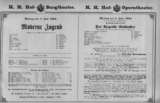 Theaterzettel (Oper und Burgtheater in Wien) 18830604 Seite: 1