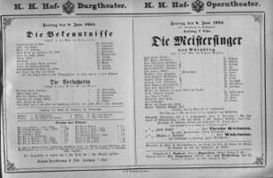 Theaterzettel (Oper und Burgtheater in Wien) 18830608 Seite: 1