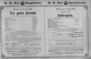 Theaterzettel (Oper und Burgtheater in Wien) 18830611 Seite: 1