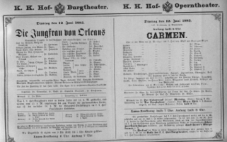 Theaterzettel (Oper und Burgtheater in Wien) 18830612 Seite: 1