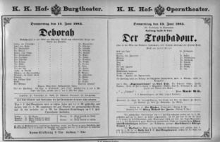 Theaterzettel (Oper und Burgtheater in Wien) 18830614 Seite: 1