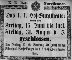 Theaterzettel (Oper und Burgtheater in Wien) 18830615 Seite: 1